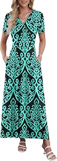 AUSELILY Maxi Dresses for Women Ankle Length Floral Beach Long Flowy Dress