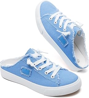 BENPAO Women's Slip on Sneakers Canvas Slip ons Shoes Fashion Comfortable Mules Womens Non Slip Loafers Casual Backless Shoes