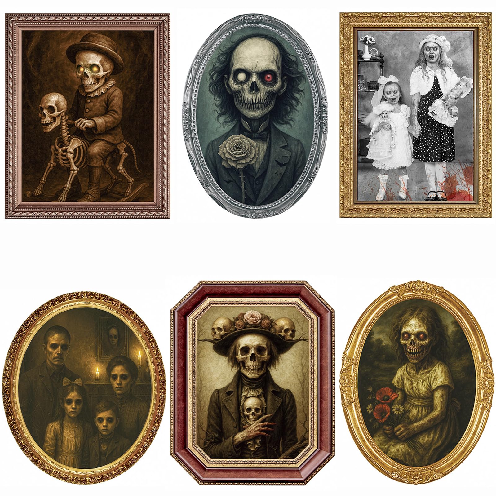 Halloween Decorations Indoor Scary, 3D Changing Face Moving Portraits 6Pack | Ha