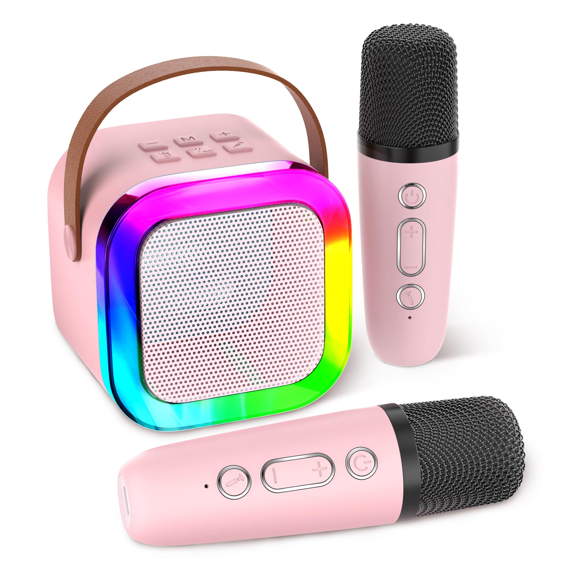 Aplsinvivi Karaoke Machines for Kids Adults, Mini Karaoke Machine with 2 Wireles