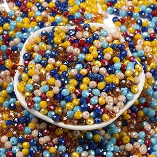 820pcs/60g Faceted Glass Rondelle Beads Mixed Color Flat Loose Beads for DIY Bracelet Necklace Earrings Jewelry Making Supplies 4x3mm