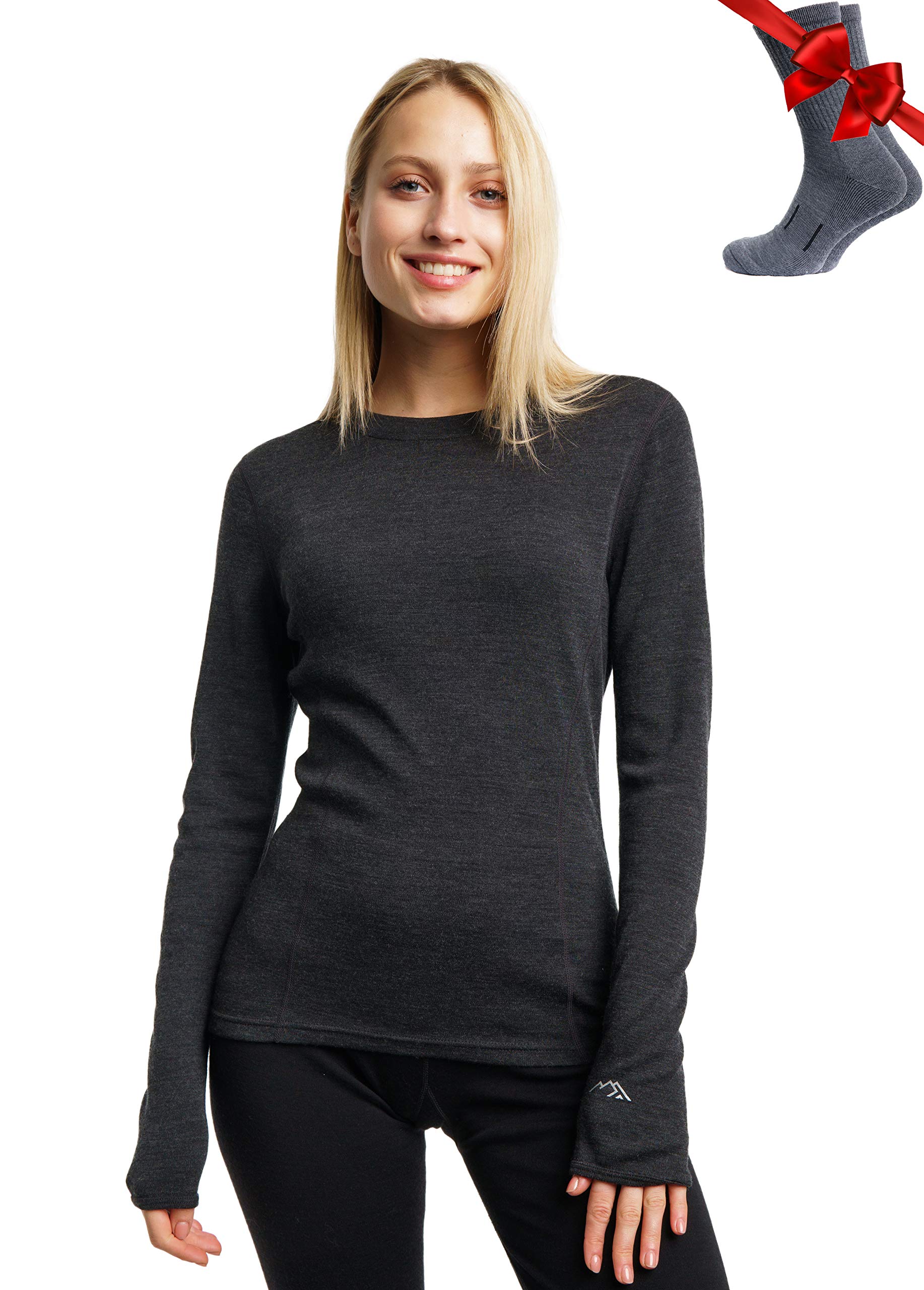 100% Merino Shirt Women's Long Sleeve – Merino Underwear Women + Wool Socks