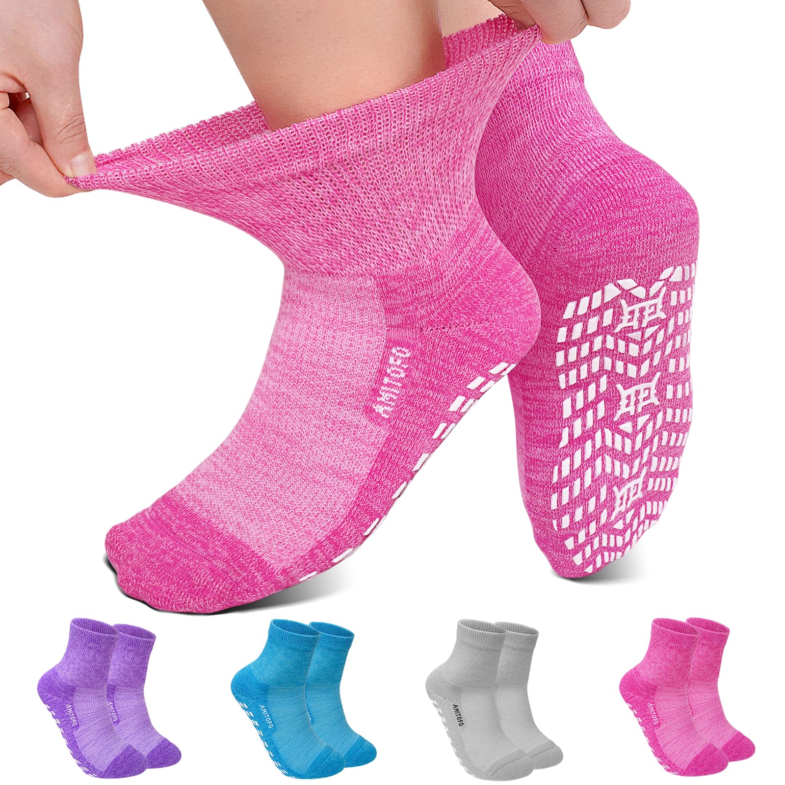 LOFIR Diabetic Socks for Women Men: Bamboo Extra Elastic Non-Slip Slipper Socks 