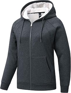 MoFiz Zip Up Hoodie Women Fleece Lined Jackets Winter Coats With Pocket