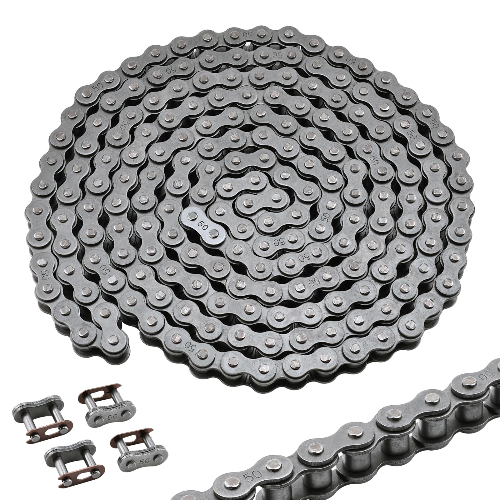 Patioer #50 Roller Chain, 10 Feet Carbon Steel Chain with 4 Free Connecting Link