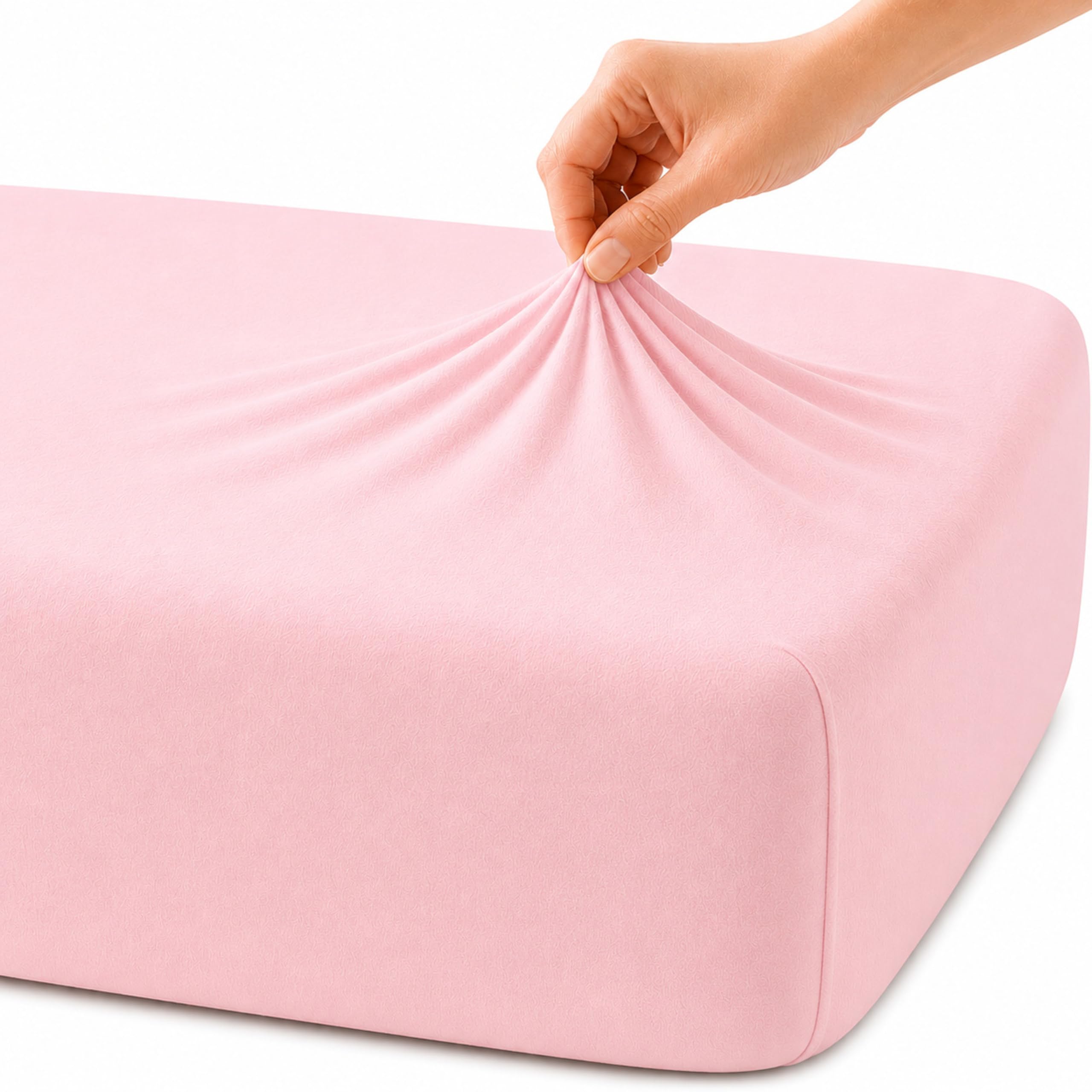 Family Bedding Deep Fitted Sheet, Stretch Jersey Cotton, Pink, King