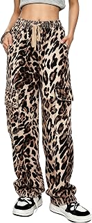 HVEPUO Camo Pants Women's High Waist Wide Leg Casual Camo Cargo Pants