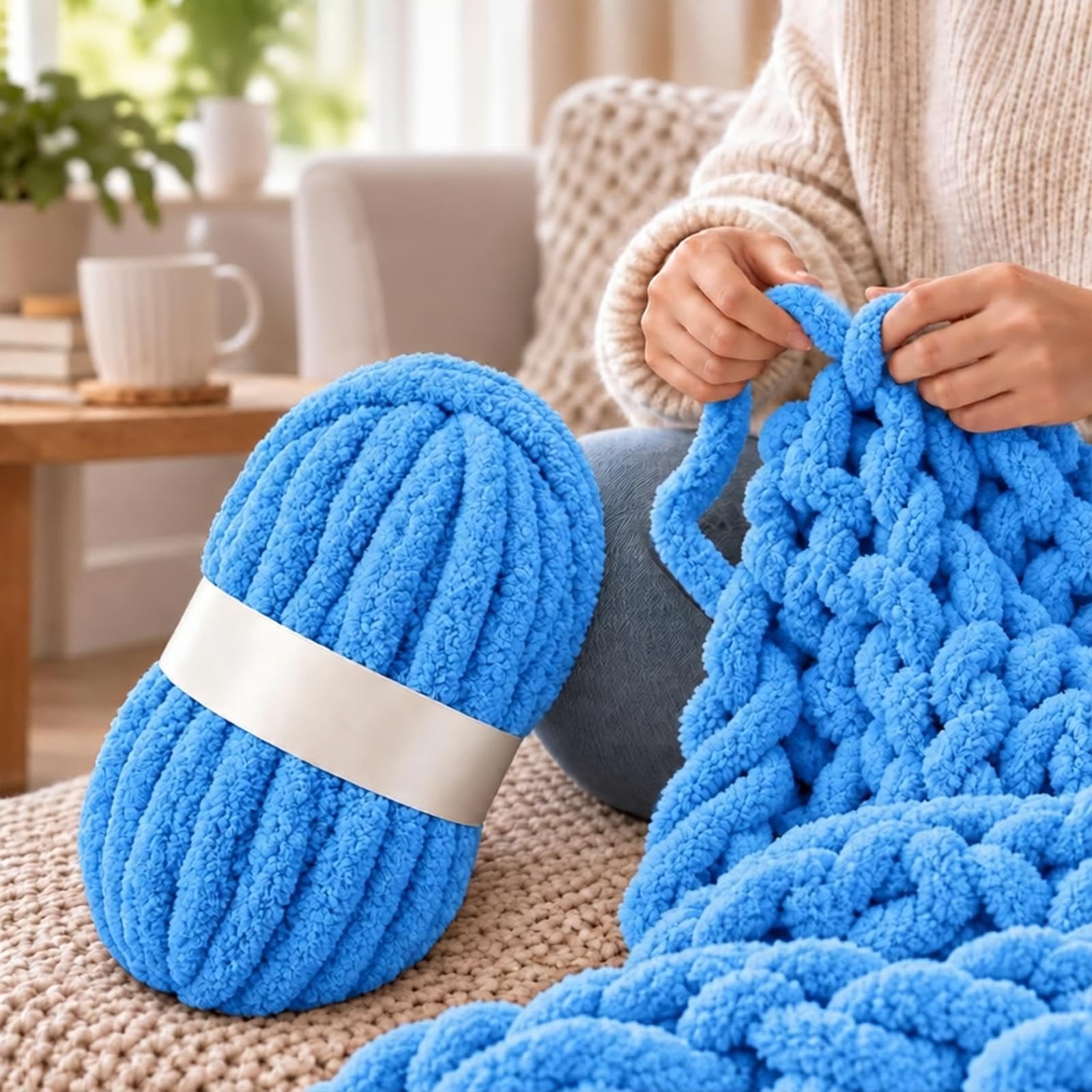 Arm Knitting Yarn Thick Plush Yarn Jumbo Yarn Super Soft Machine Washable for DI