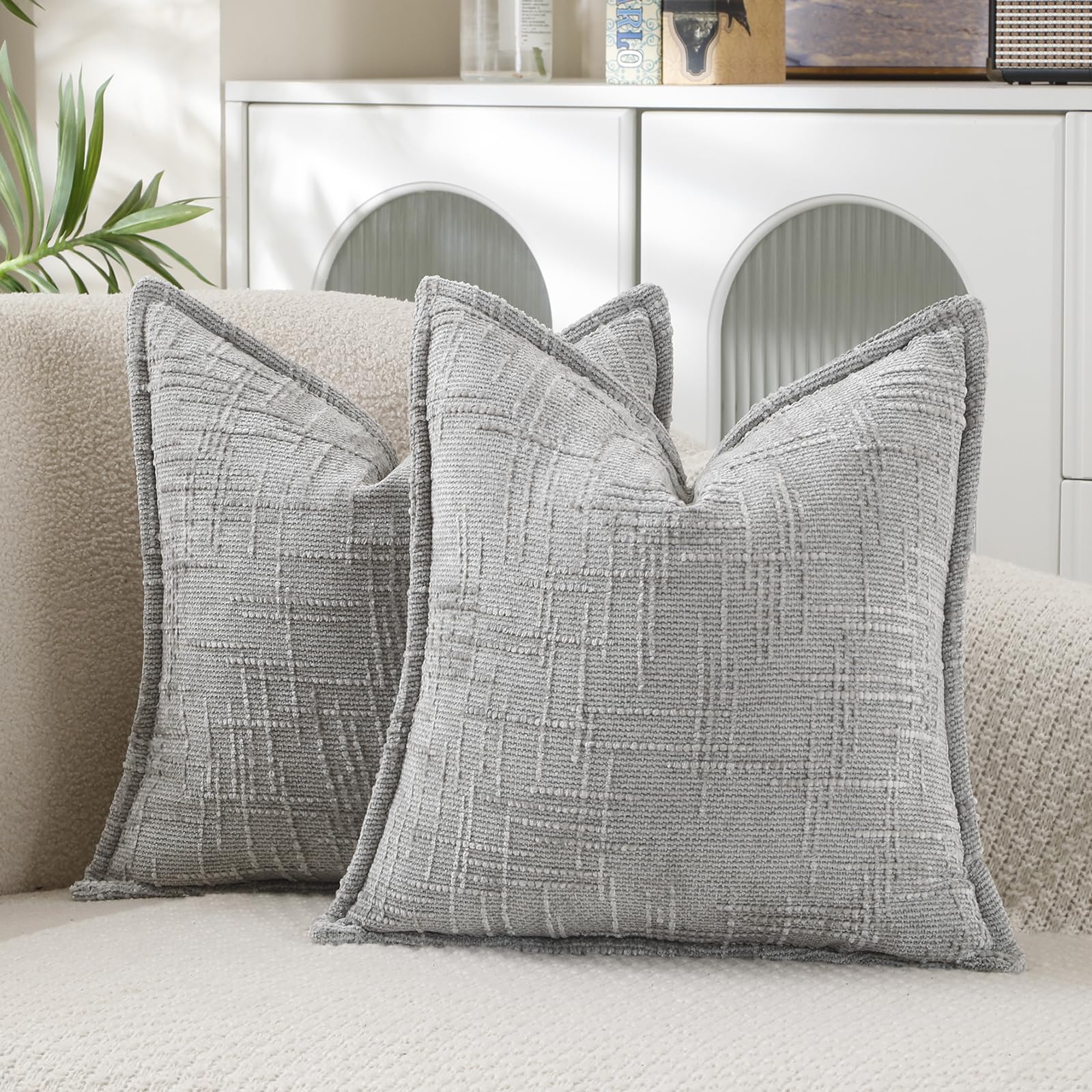 Cushion 50 x 50 cm, Grey Light Grey Cushion Covers, Sofa Cushion, Decorative Cus