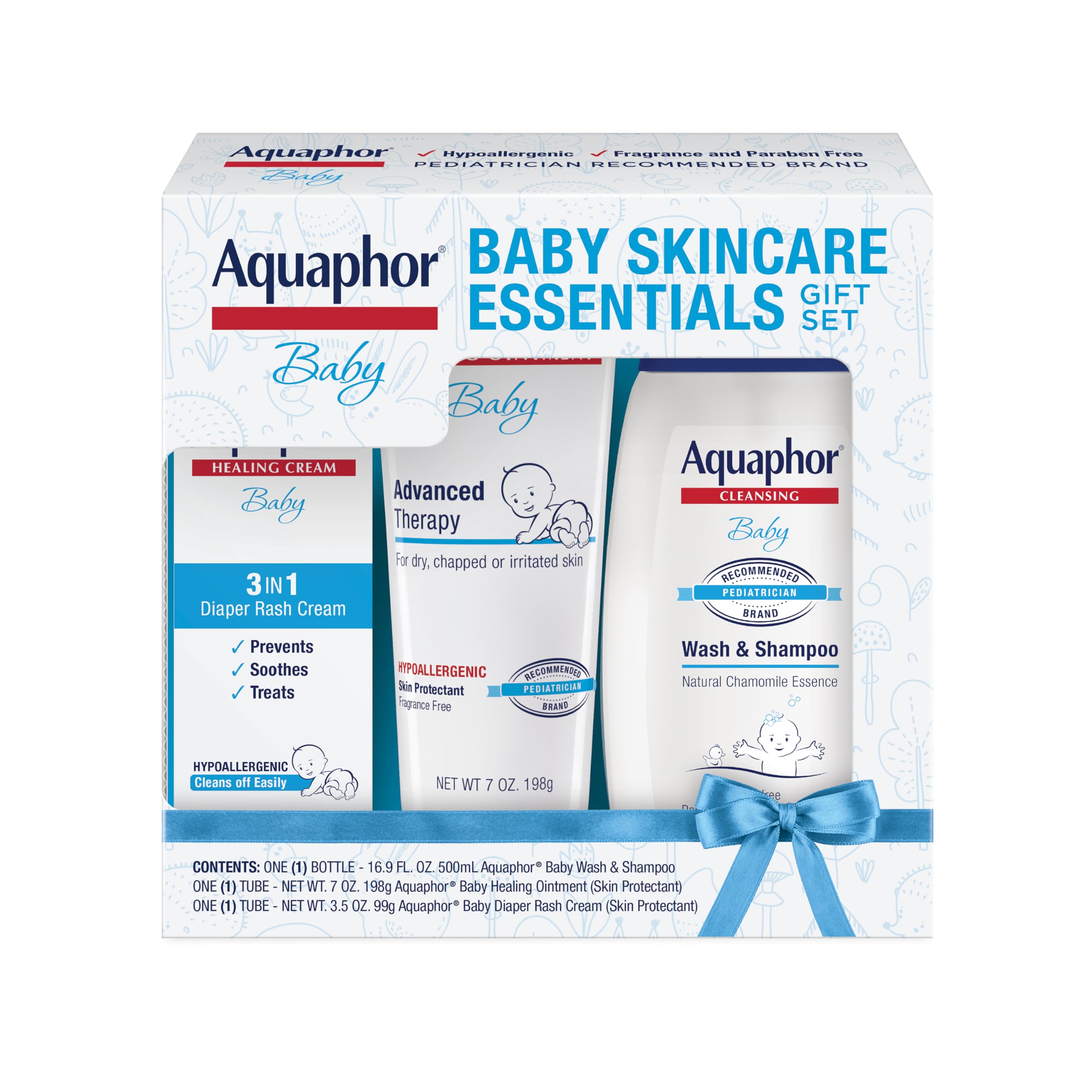 Aquaphor Baby Skin Care Essentials Gift Set, 3 Item Variety Pack | Baby Wash and