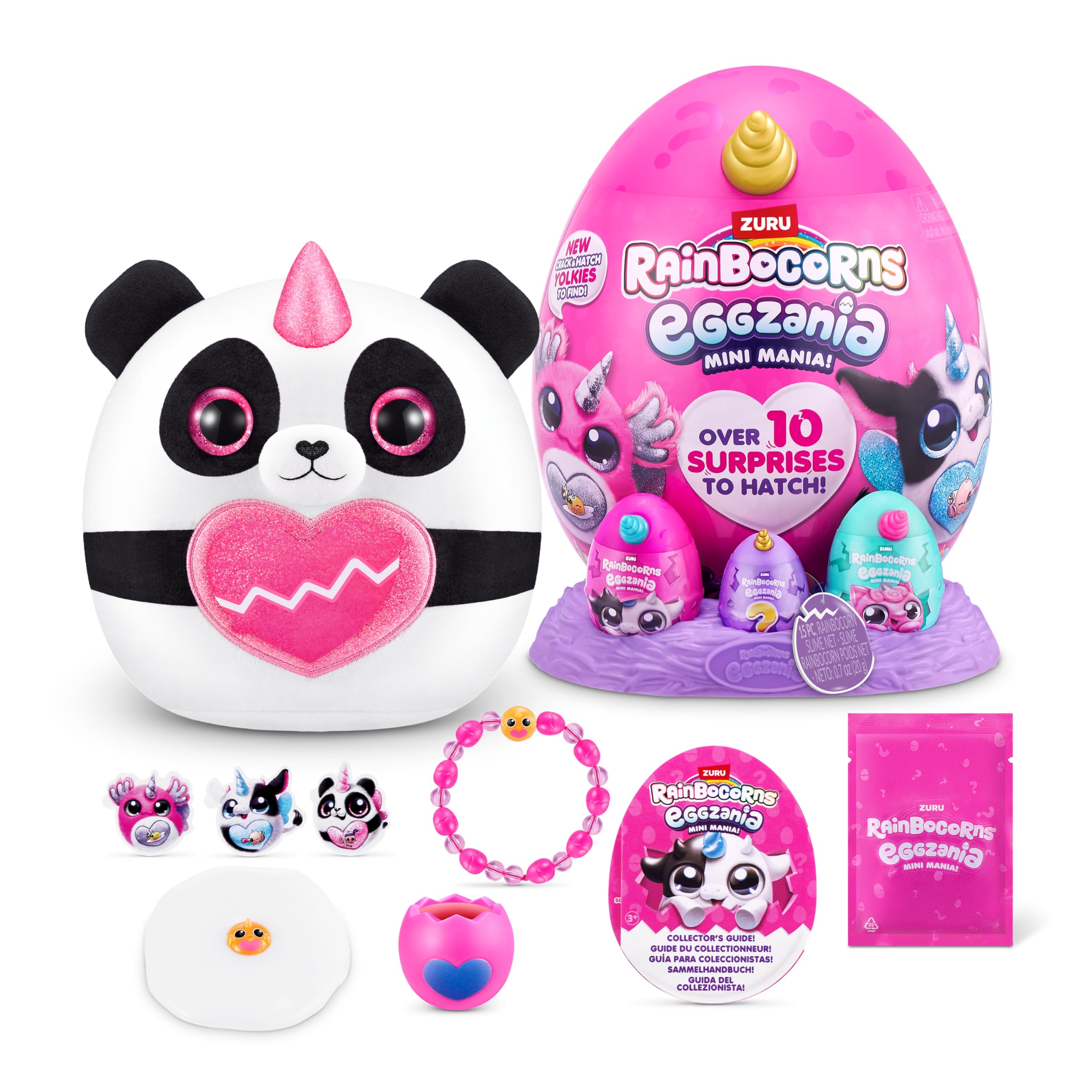 RAINBOCORNS-EGGZANIA MINI -Series 1 Plush Soft Small Panda