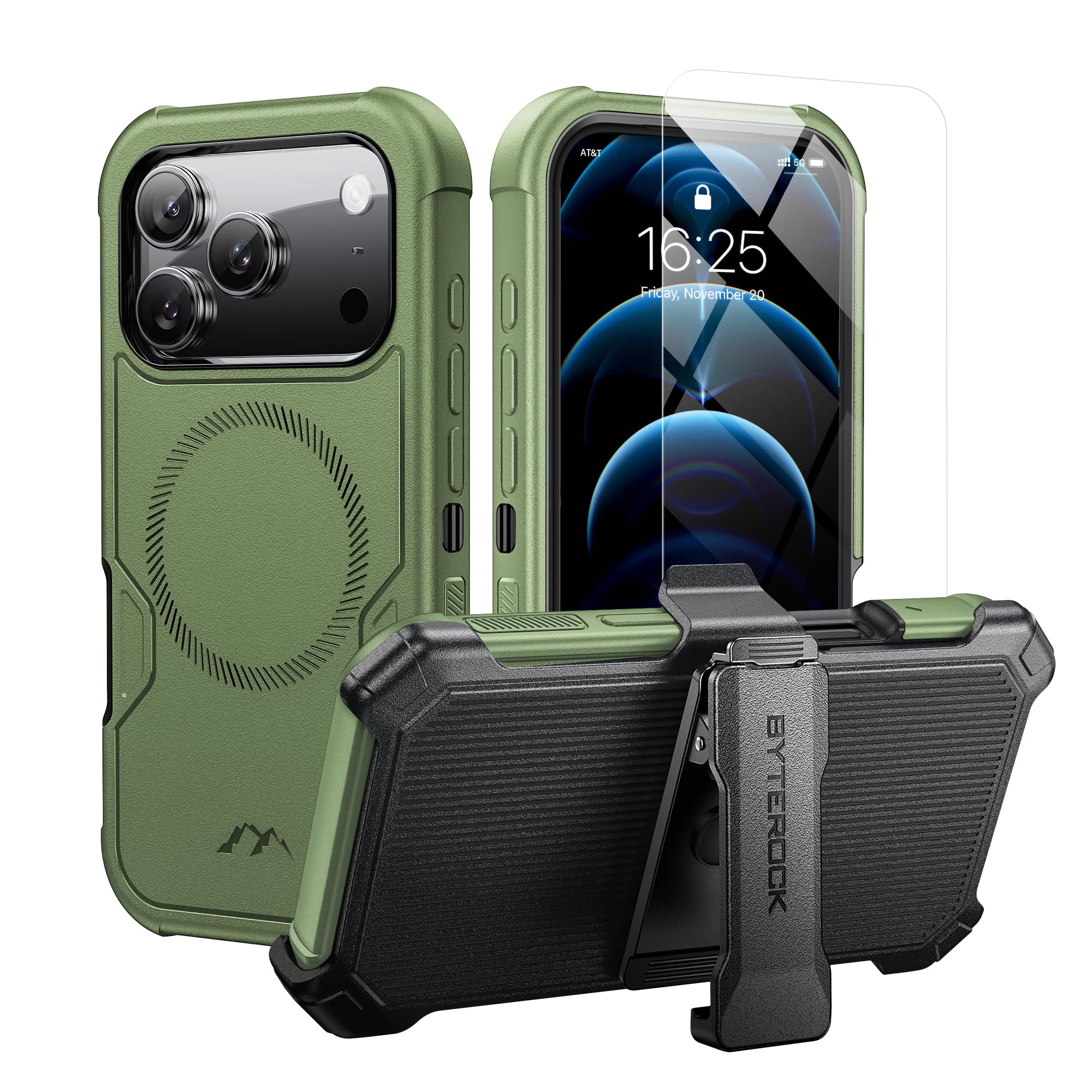 for iPhone 17 Pro Case 6.3" with Belt Clip Holster , Green