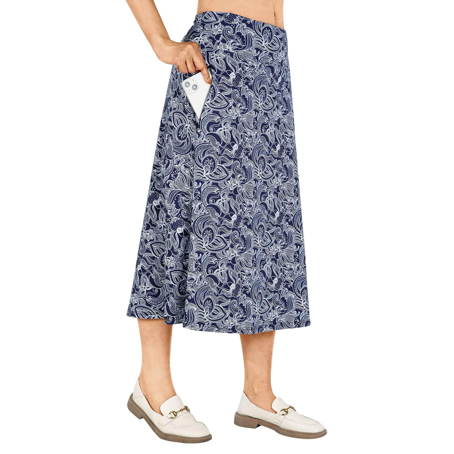 Modest Knee Length Skorts Women's Mid Length Athletic Skirt Active Running Skirt