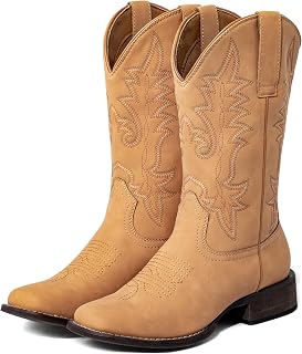 SheSole Cowboy Boots for Women Square Toe Western Boots
