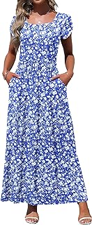 MOLERANI Women's Square Neck Maxi Dresses Petal Sleeve Summer Long Dress