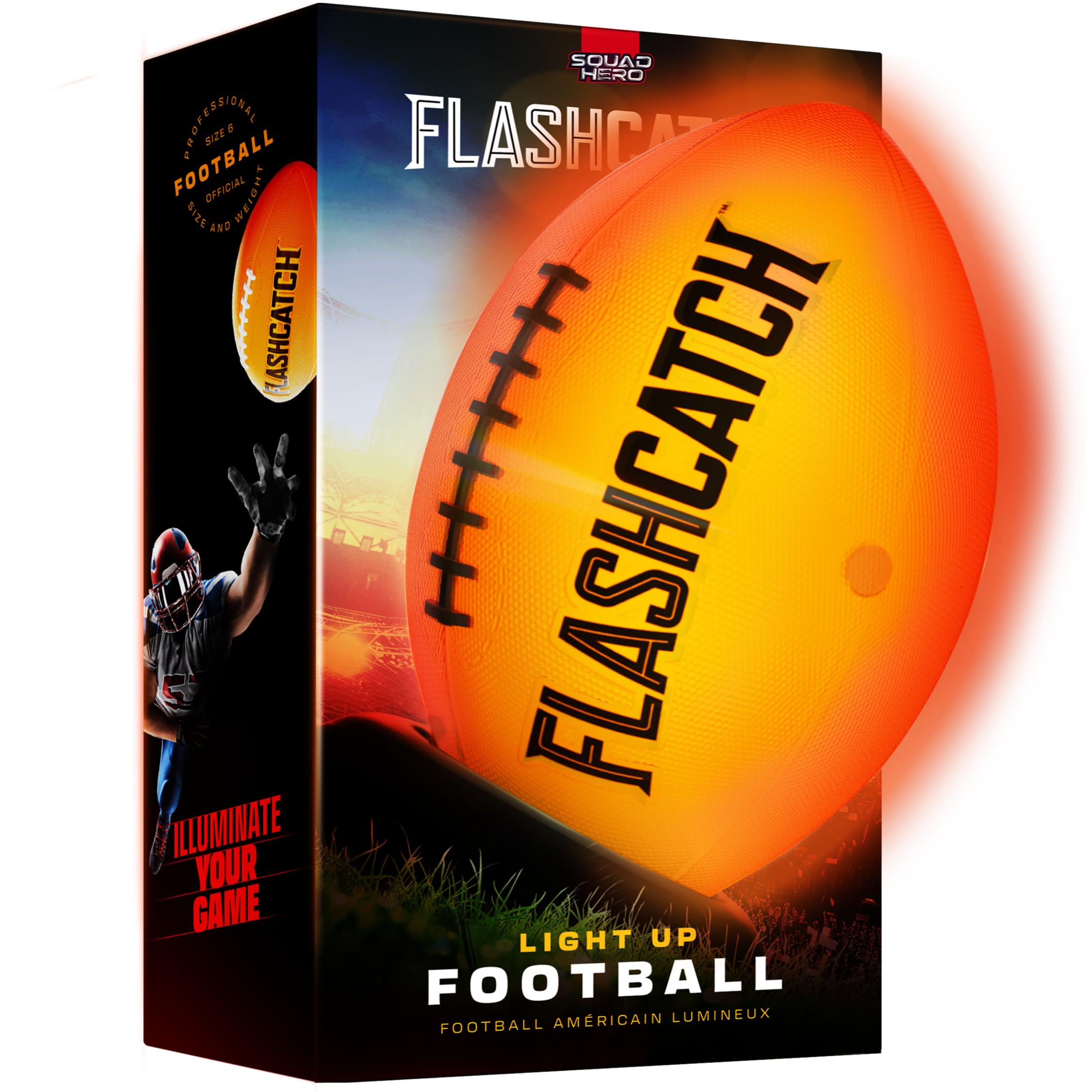 Light Up Football - Glow in the Dark Ball - NO 6 - Boys Gifts - Outdoor Sports, 