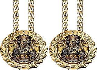 MouMouPurr 6" Big Gold Awards Medal Goat Trophy Necklace Champion Chain | Sports Award for Football Fantasy Basketball Soccer Sports Achievements Funny Winner MVP Turnover Chain Athlete Prize Gifts