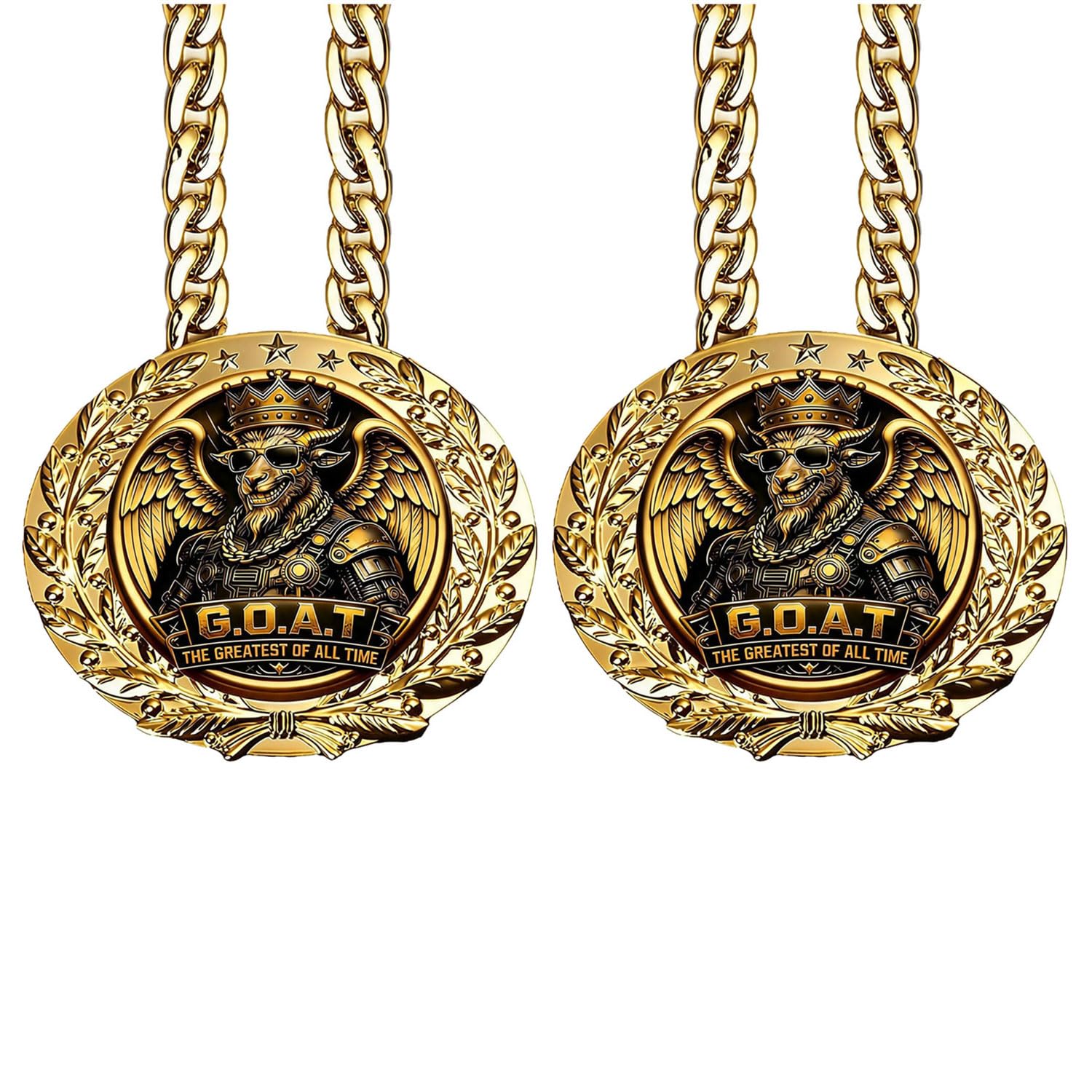 MouMouPurr 6" Big Gold Awards Medal Goat Trophy Necklace Champion Chain | Sports