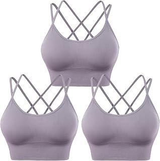 Evercute Sports Bra Women Padded Medium Support Criss Cross Straps Seamless High Impact Yoga Training Sports Bras