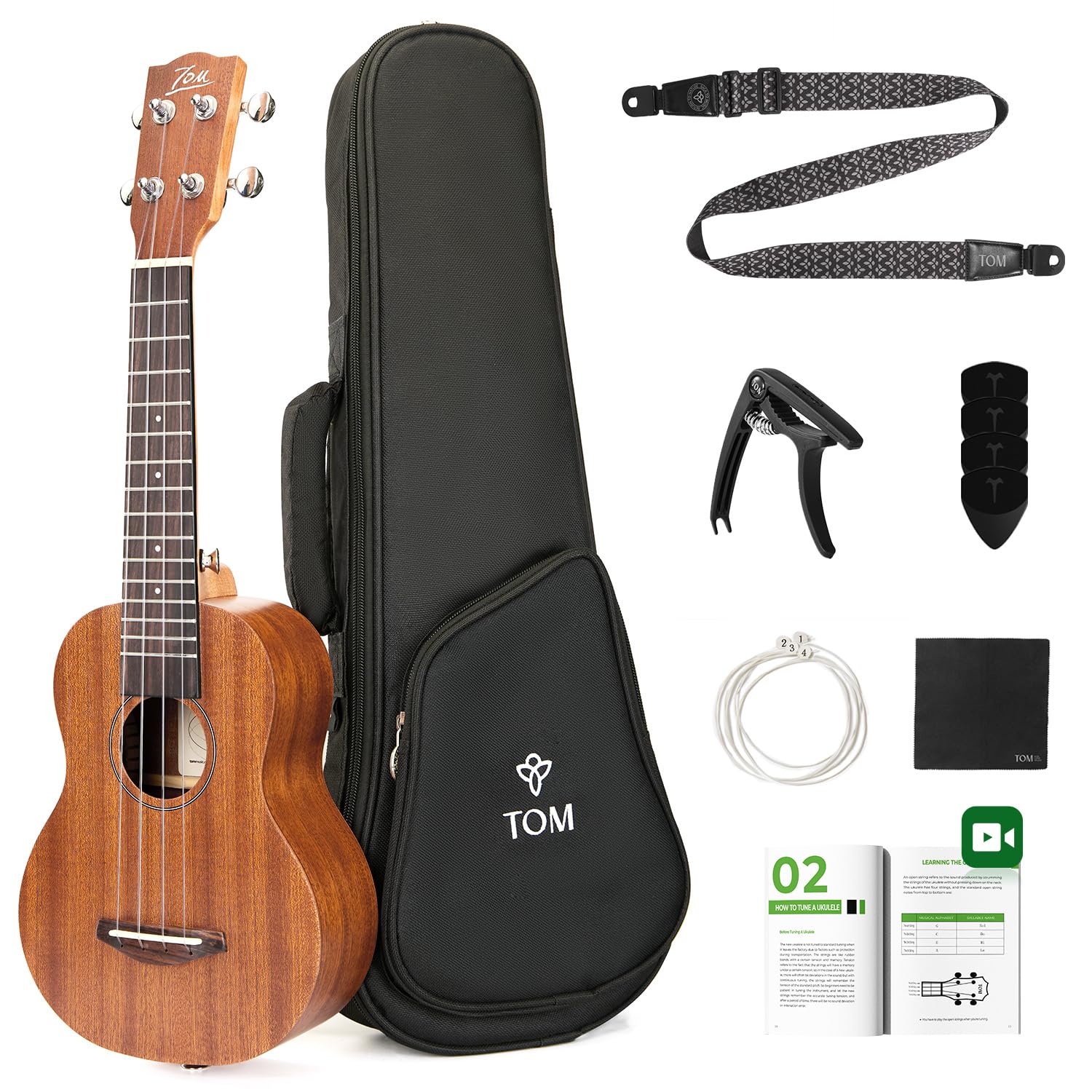 TOM 21 Inch Sapele Soprano Ukulele Beginner Kit for Kids | Affordable sapele sop