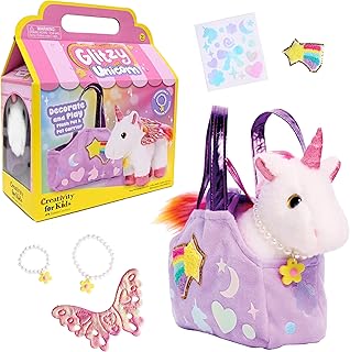 Creativity for Kids Glitzy Unicorn Kit | Adopt, Accessorize & Decorate Your Plush Pet | Toddler Purse & BFF Jewelry | Encourages Imaginative Play & Fine Motor Skills (Ages 4+)