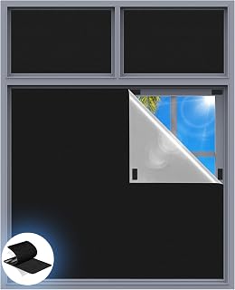Blackout Curtains for Bedroom, 39" x 58" Portable Blackout Blinds No Drill | 100% Blackout Window Cover with Hook&Loop Strip, Temporary Blackout Shades, Blackout Window Film for Nursery Travel RV-Black