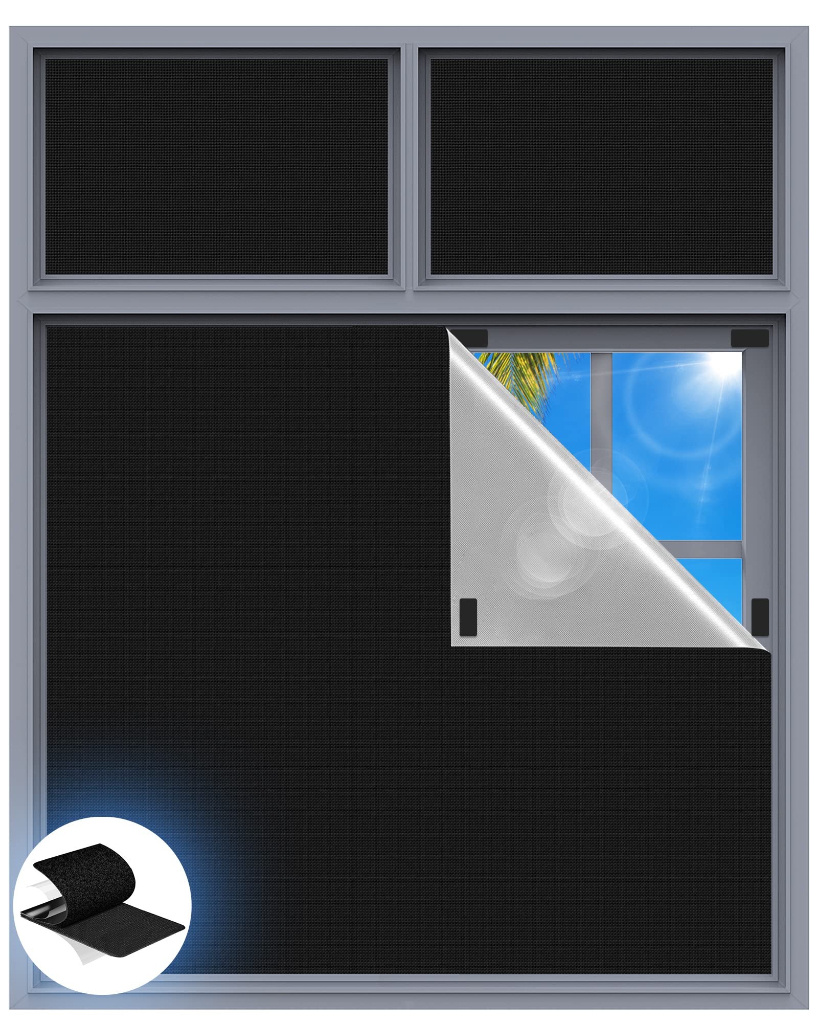 Blackout Curtains for Bedroom, 39" x 58" Portable Blackout Blinds No Drill | 100