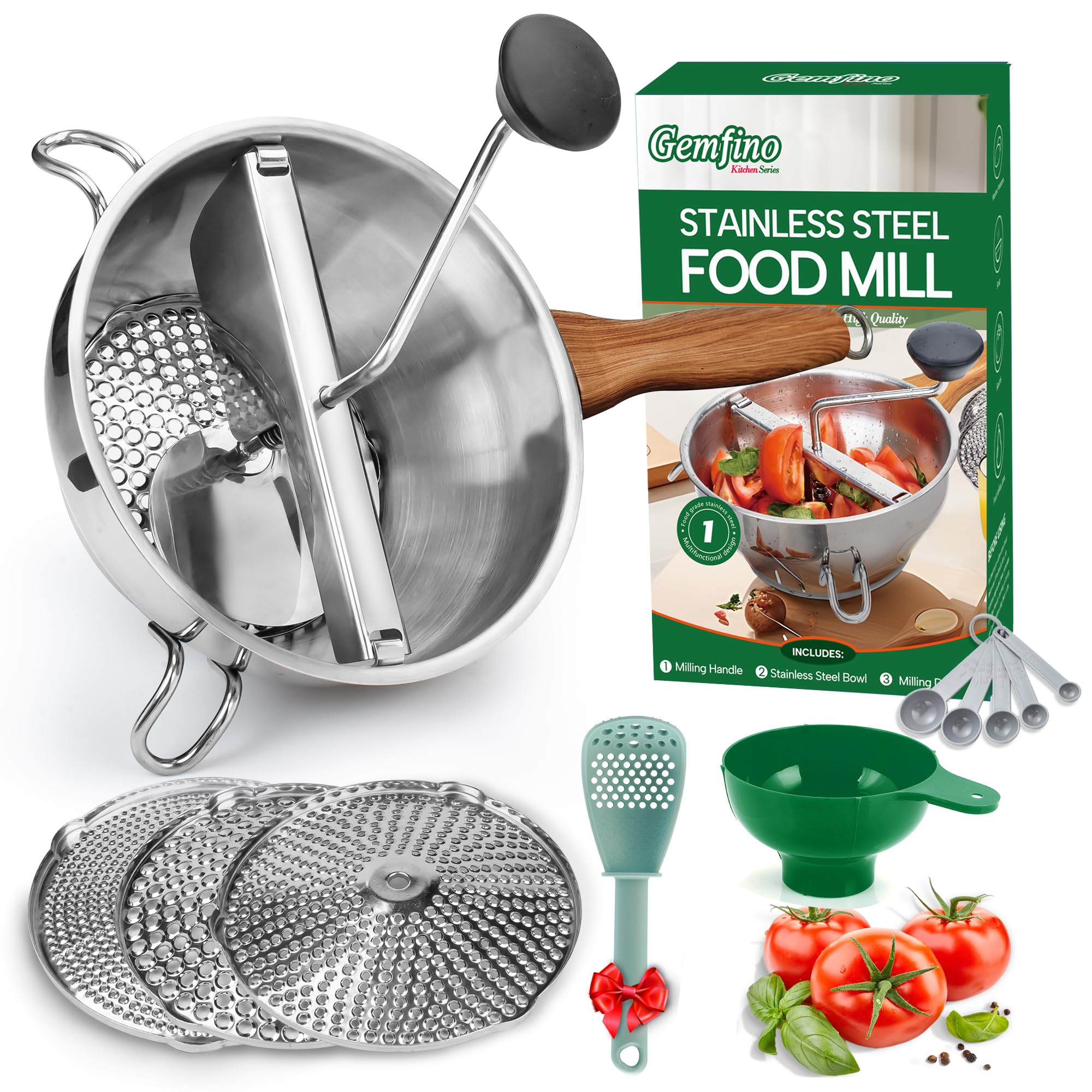 Stainless Steel Food Mill With 3 Milling Discs,Ergonomic design Rotary hand cran