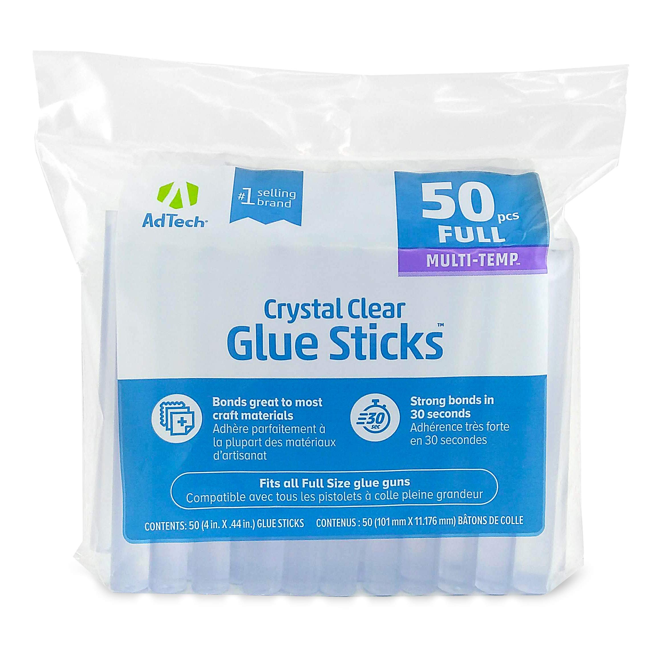 AdTech Crystal Clear Hot Glue Gun Sticks (W220-14ZIP50) – Full Size Hot Glue Sti
