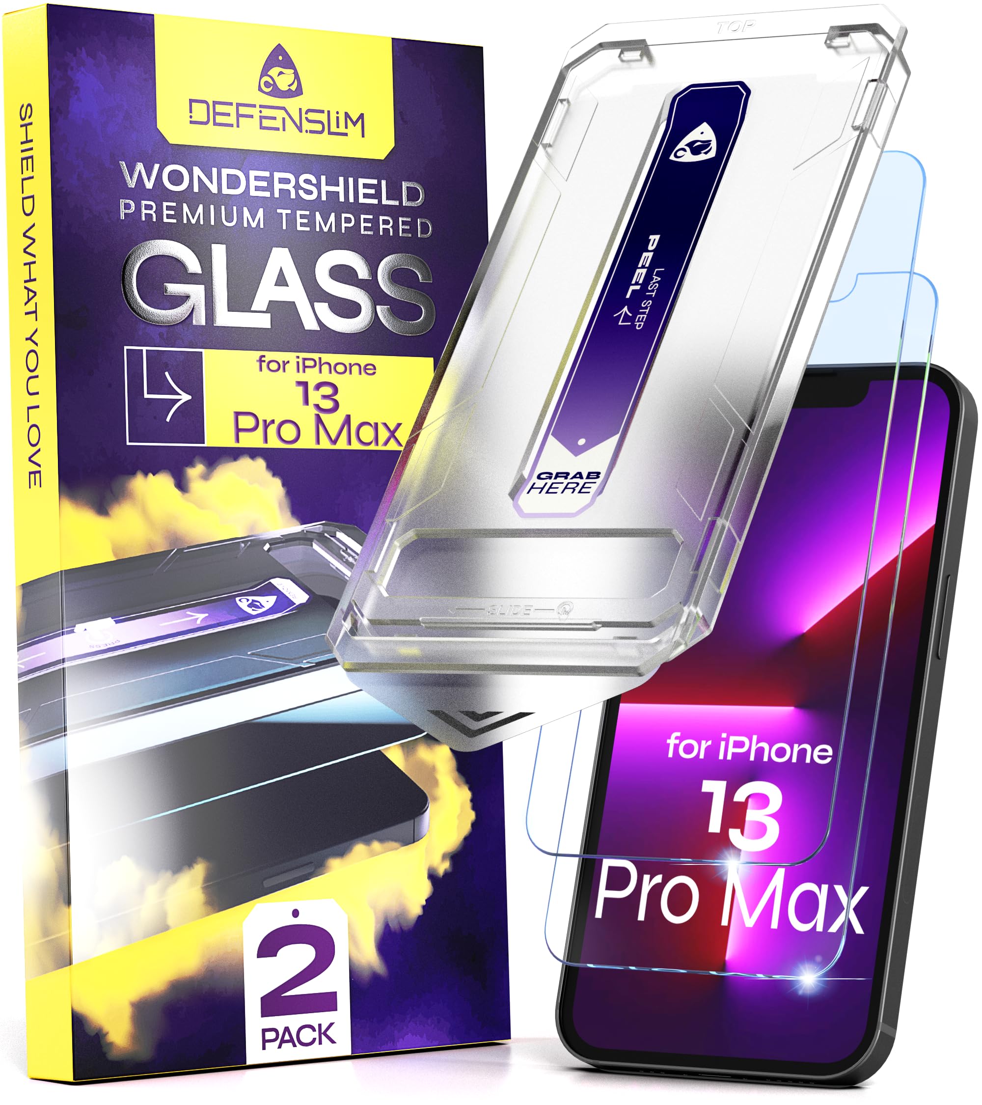 Defenslim for iPhone 13 PRO MAX Screen Protector (2Pack), Easy Auto-Dust & Align
