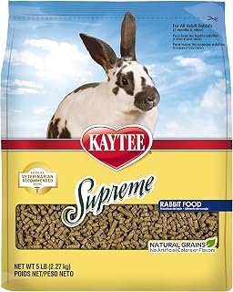 Kaytee Supreme Rabbit Food, Unflavored, 5 lb | Daily balanced nutrition. Bunny food with seeds, grains and pellets. Rabbit pellets, no artificial colors or flavors