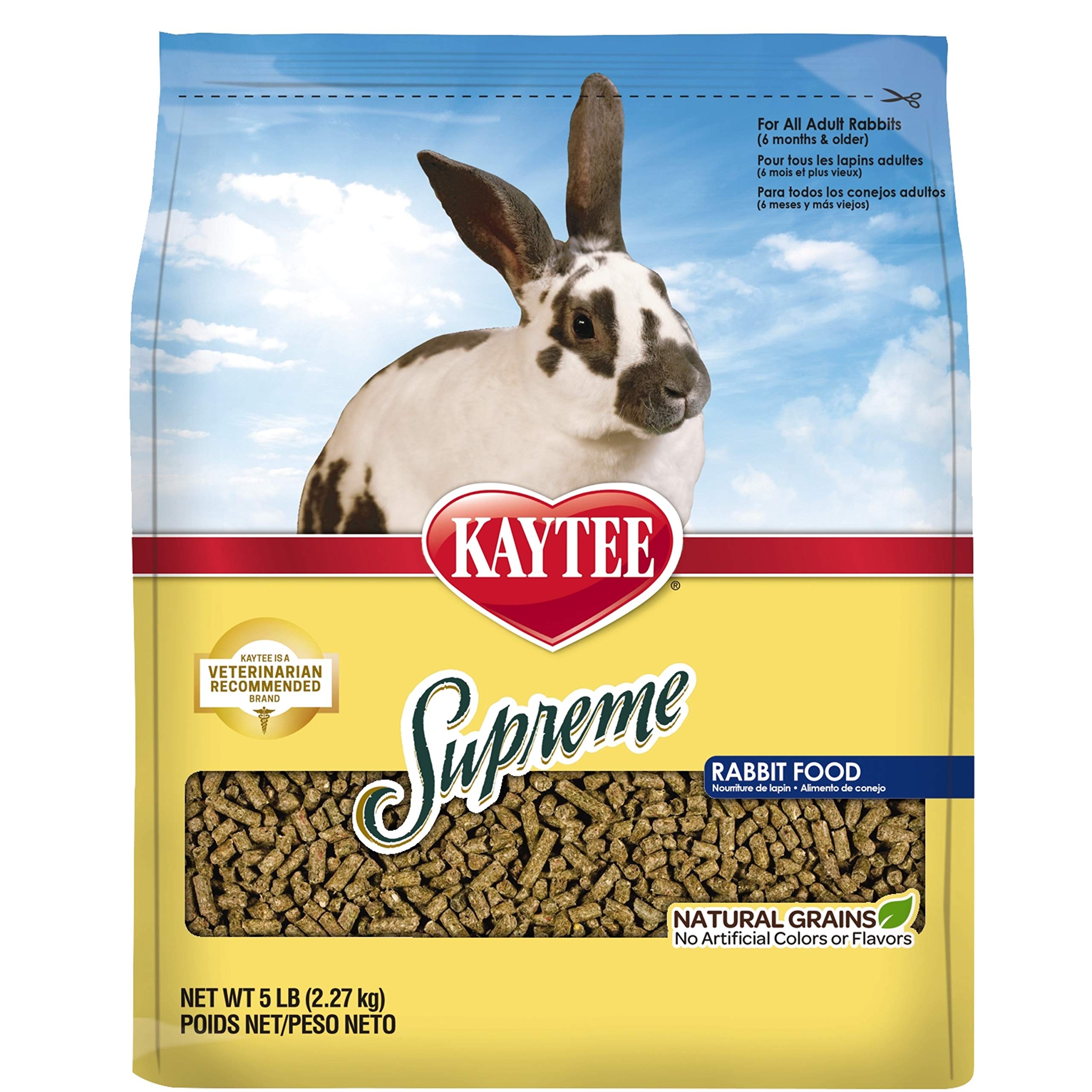 Kaytee Supreme Rabbit Food, Unflavored, 5 lb | Daily balanced nutrition. Bunny f