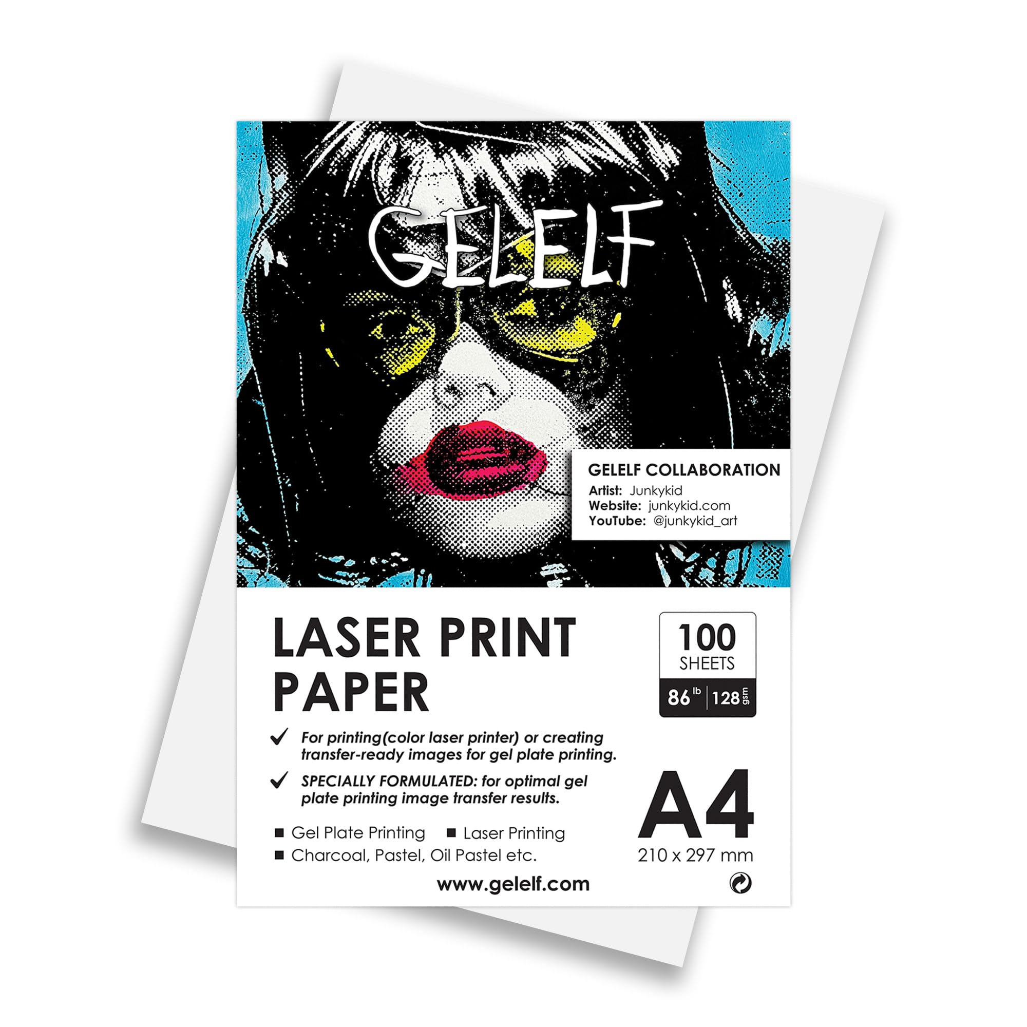 Gelelf A4 Laser Print Paper 100 Sheets (128g) for DIY Printing or Creating Trans