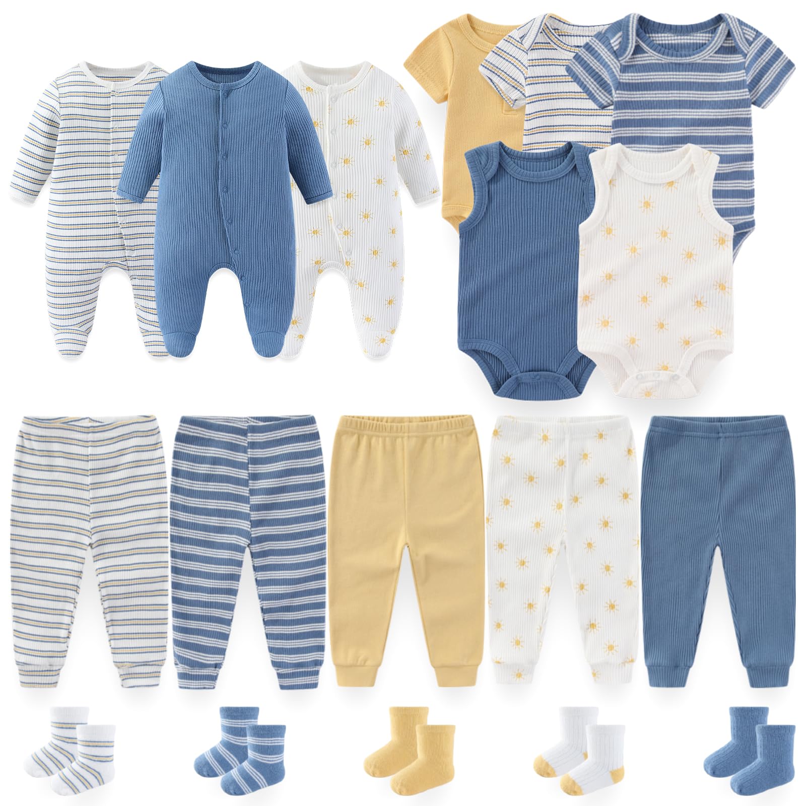 BIGBIGKISS Baby Boy Girl Clothes 18 Piece Layette Gift Set and Accessories