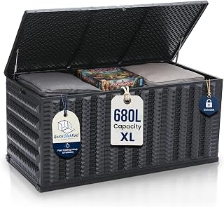 Olsen & Smith 680L Folding Garden Storage Box, Quick Setup & Space-Saving | Folds Away When Not in Use, 5-Min Setup, Wheels & Handles, Gas-Assisted Lid, Lockable + Padlock, Weatherproof, Indoor/Outdoor