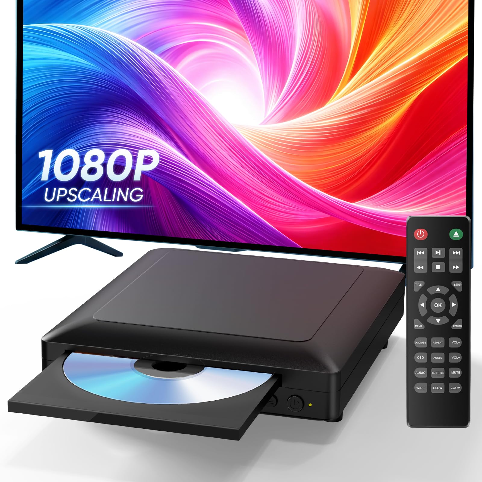 Mini DVD Player for TV, All Region Free HDMI DVD Player, 1080P HD Compact DVD/CD