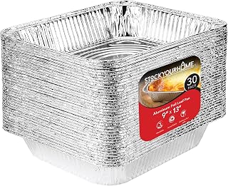 Stock Your Home Aluminum Pans 9x13 Disposable Foil Pans (30 Pack) - Half Size Steam Table Deep Trays - Tin Foil Pans Great for Cooking, Heating, Storing, Prepping Food