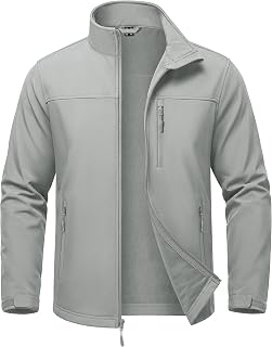 MAGCOMSEN Mens Lightweight Softshell Jacket Fleece Tactical Waterproof Coat