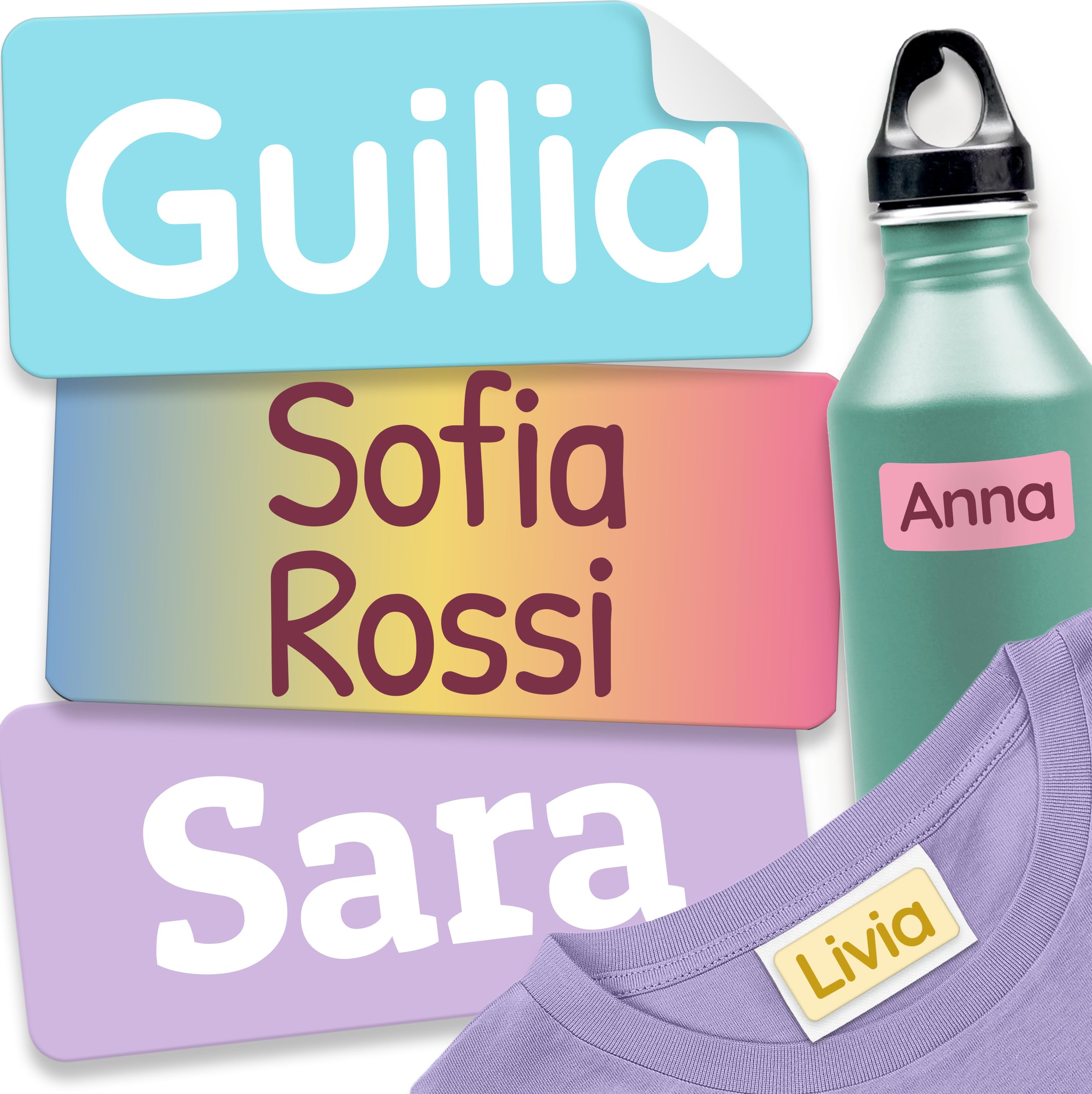 melu kids® Custom Adhesive Labels for Clothes (120, Candy)