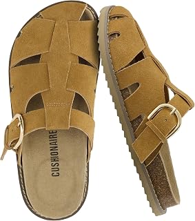 CUSHIONAIRE Benson Women's Suede Closed Toe Fishing Sandals with Memory Foam and Cork Insole Arch Support