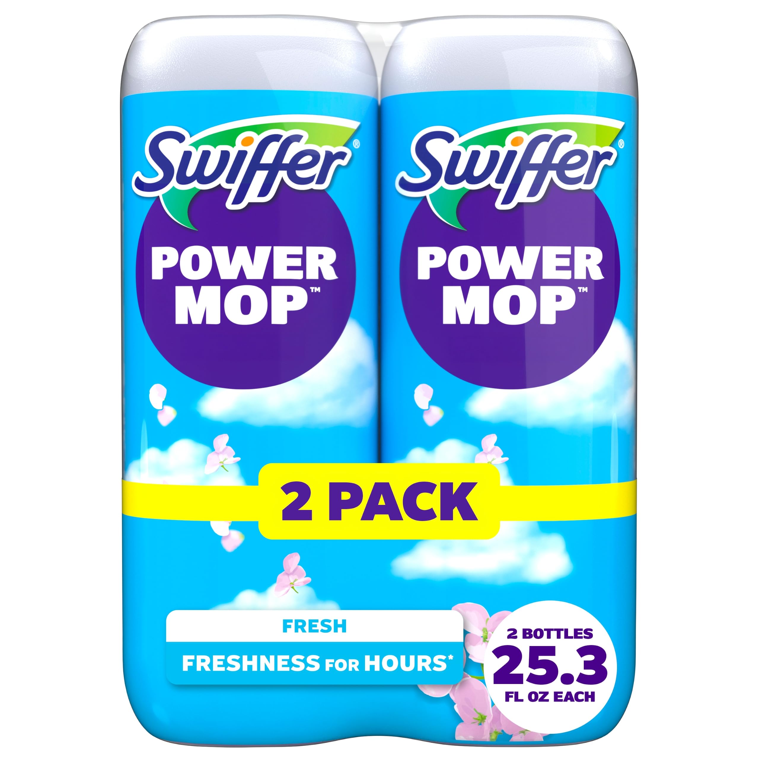 Swiffer PowerMop Liquid Floor Cleaner Refills, Solution for Power Mop, Fresh Sce