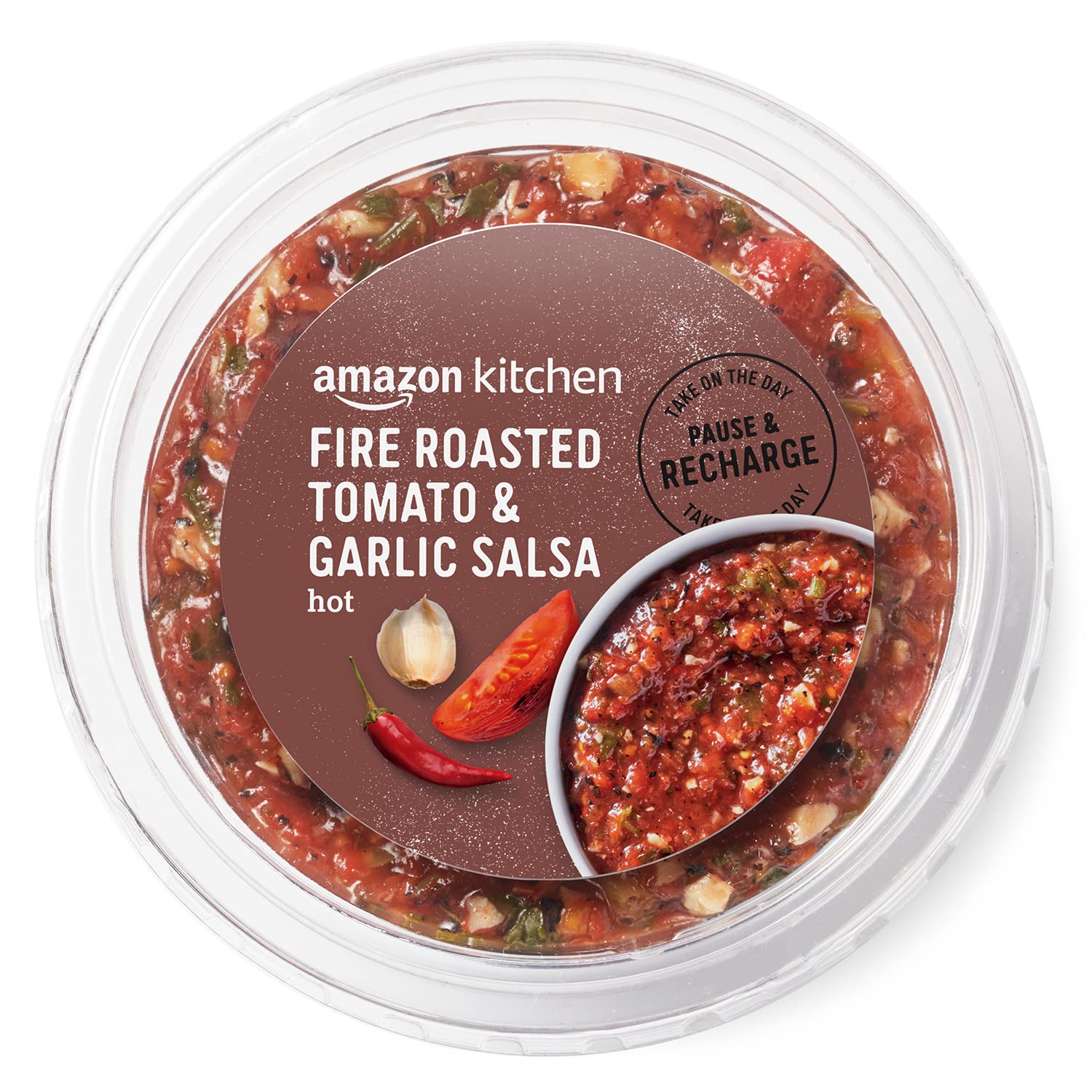Amazon Kitchen, Fire Roasted Tomato & Garlic Salsa, Hot, 16 Oz