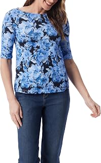 Gloria Vanderbilt Alanis Boat Neck Knit Tee Shirt with Elbow Sleeves Standard Alanis Boat Neck Knit Tee Shirt with Elbow Sleeves Standard Women's