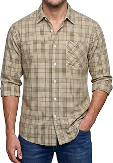 Enlision Men's Classic Checked Shirt Long Sleeve Button Down Plaid Tartan Lumberjack Shirt for Men UK S-6XL