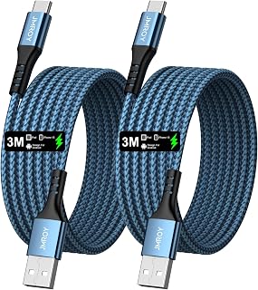 USB C Cable Fast Charge [2 Pack 10FT] USB to USB C Cable Durable Braided C Charger Cable Fast Charge Compatible with iPhone 16/15 Pro Max Samsung Galaxy S23 S22 S21 S20 S10 Note 20