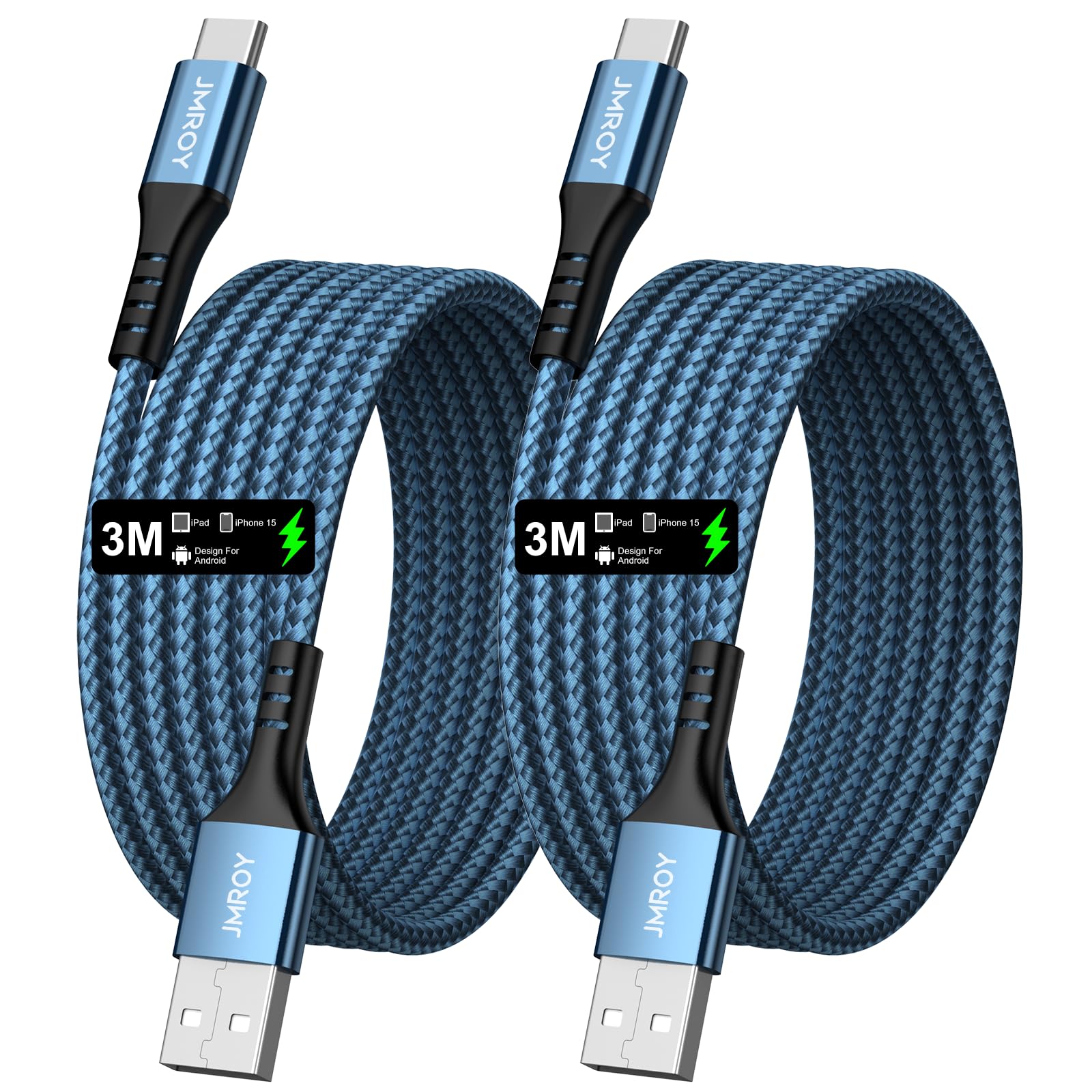 USB C Cable Fast Charge [2 Pack 10FT] USB to USB C Cable Durable Braided C Charg