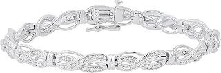 Dazzlingrock Collection 0.20 Ctw Round White Natural Diamond Swirl Infinity Beaded Link Bracelet for Women in 925 Sterling Silver