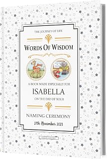 Personalised Naming Day Gift Book Of Words Of Wisdom For Boys, Girls. Especially Made For Baby's Special Ceremony. Unisex Keepsake
