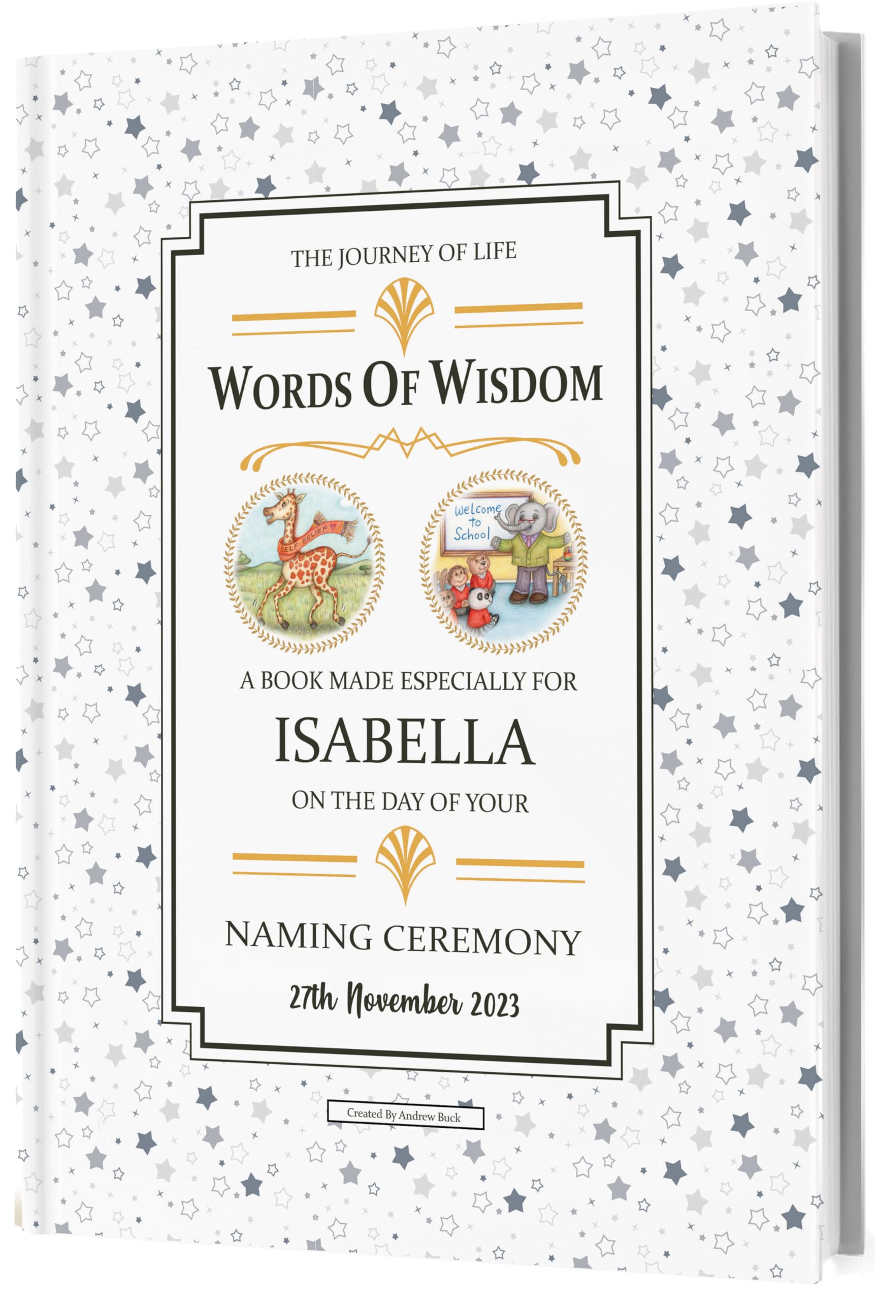 Personalised Naming Day Gift Book Of Words Of Wisdom For Boys, Girls. Especially