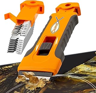Glass Scraper Stove Scraper with 15 Replacement Blades in Handle, Kitchen Scraper for Hob Oven Induction Hob Glass Ceramic, Super in Hand Hair Brush